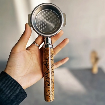 Spalted Labyrinth Artisan Bottomless Portafilter | Breville 54mm/58mm