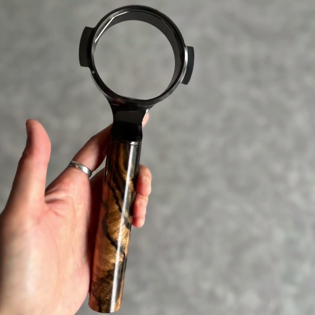 Obsidian Vein Artisan Bottomless Portafilter for compatible espresso machine