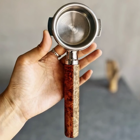 Dual-Tone Burl Artisan Bottomless Portafilter for compatible espresso machine