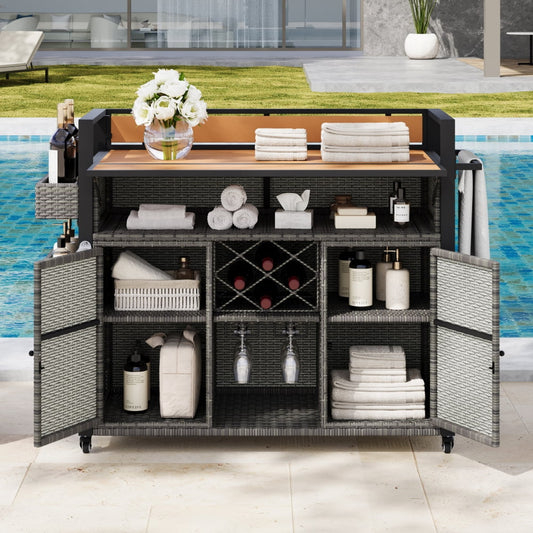 Drop Leaf Rolling Kitchen Island – Black Brown - TimberFlare