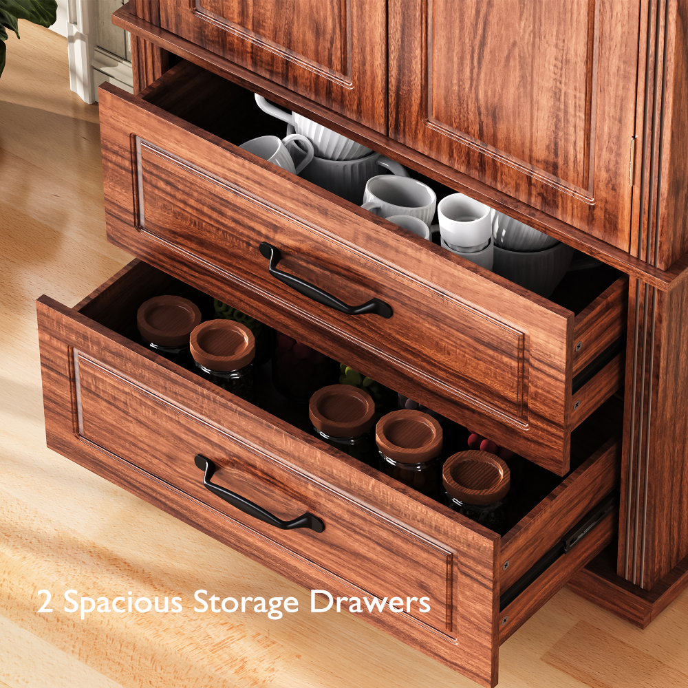 Textured White Pantry Cabinet with Pull-Out Shelves - TimberFlare