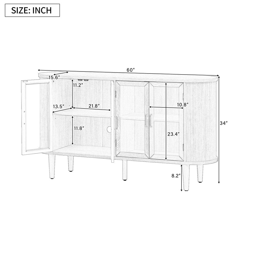 Mid-Century Oval Sideboard Cabinet - TimberFlare