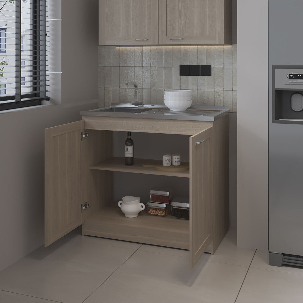 White Oak Coffee Bar Cabinet with Sink & Storage - TimberFlare
