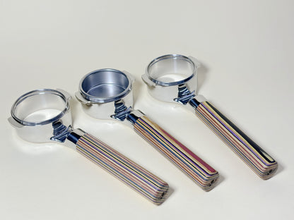 Rainbow-wood Bottomless Portafilter + Hand Grinder | La Marzocco 58mm