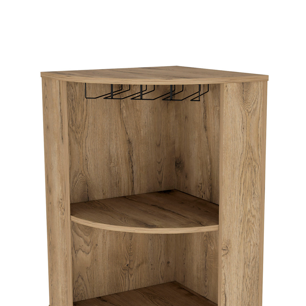 Corner Bar Cabinet with Wine & Glass Racks - TimberFlare