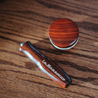 100% Handmade Exotic Wood Bottomless Portafilter for La Marzocco 58mm | Ebony & Red Sandalwood