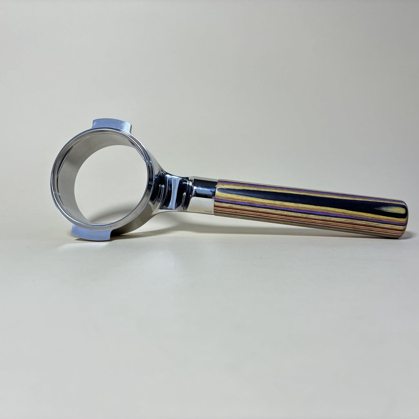 Rainbow-wood Bottomless Portafilter + Hand Grinder | La Marzocco 58mm