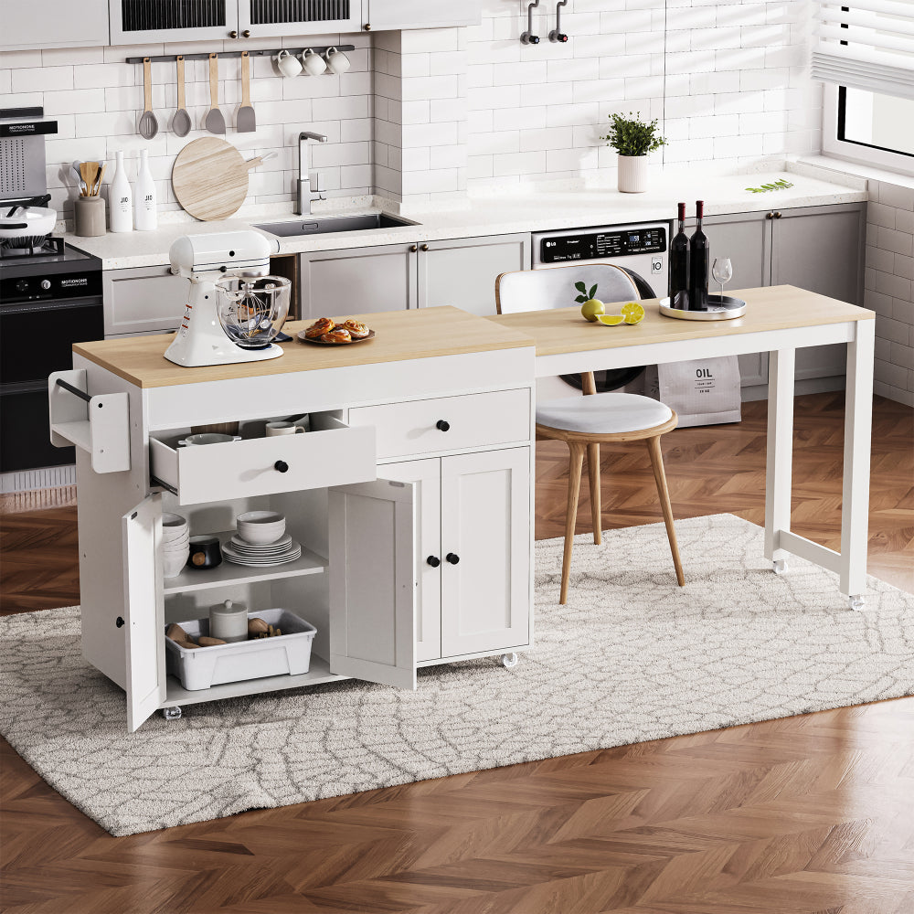 74.5 Kitchen Island with Extendable Dining Table - TimberFlare