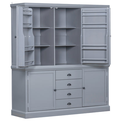 Farmhouse Pantry Cabinet, Ample Customizable Storage - TimberFlare