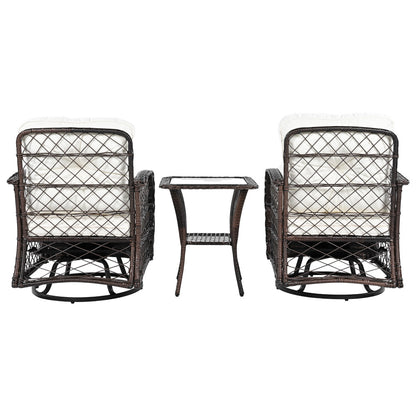 3-Piece Patio Set with Swivel Rocking Chairs - TimberFlare