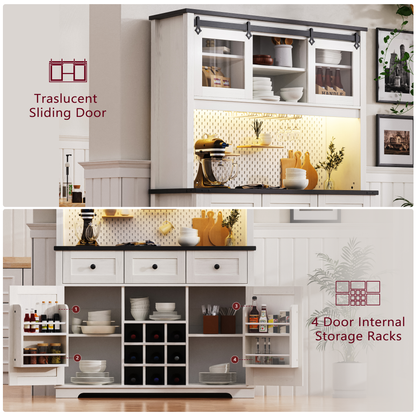 White Oak Smart Farmhouse Hutch with Power Station & Pegboard - TimberFlare