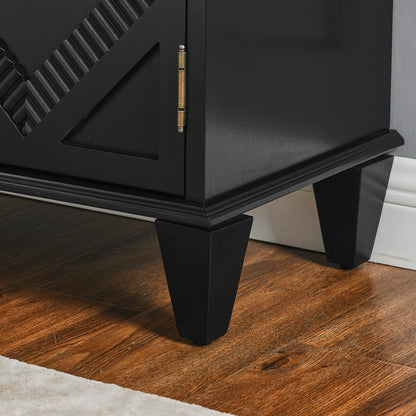 65″ Mid-Century Sideboard with Geometric Doors - TimberFlare