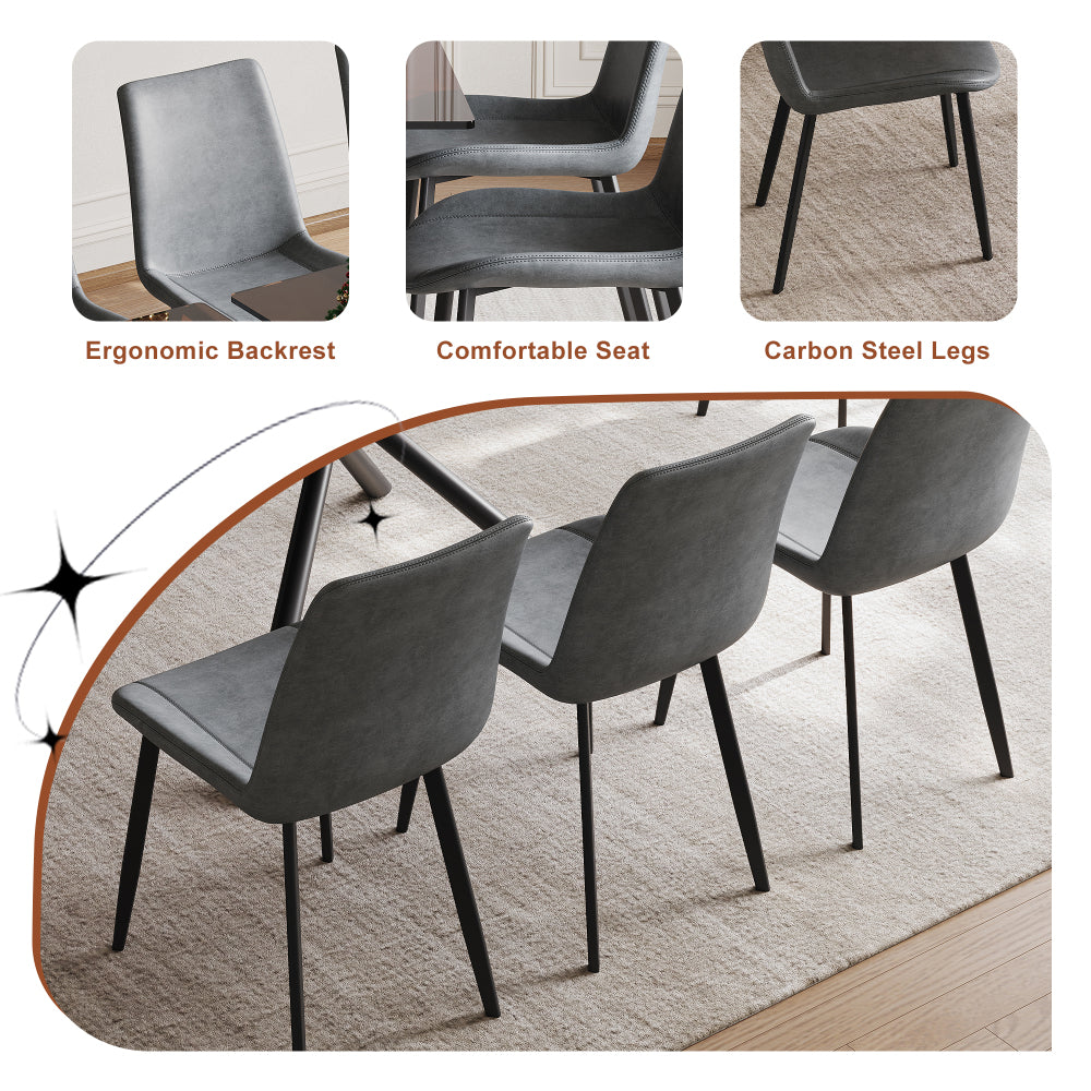 59-Inch Expandable Dining Table Set with 8 Gray Ergonomic Chairs