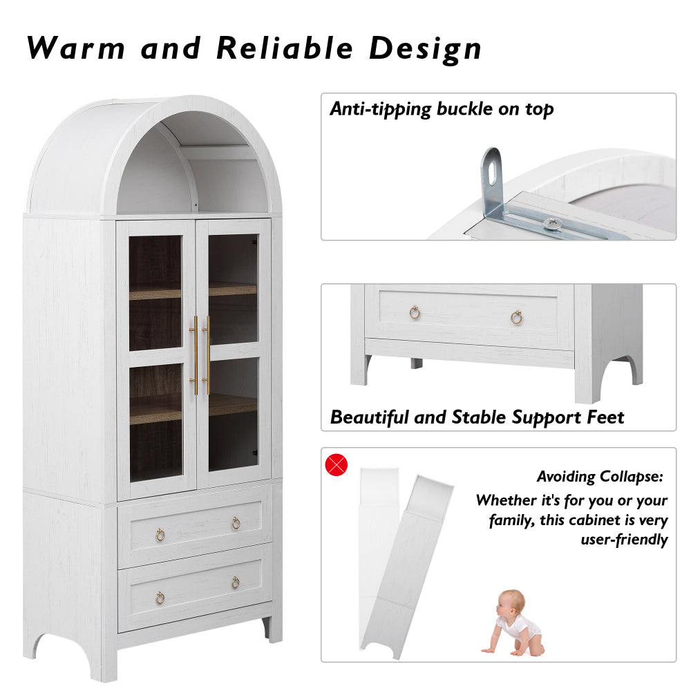 71" Tall Arched Farmhouse Pantry Cabinet - TimberFlare