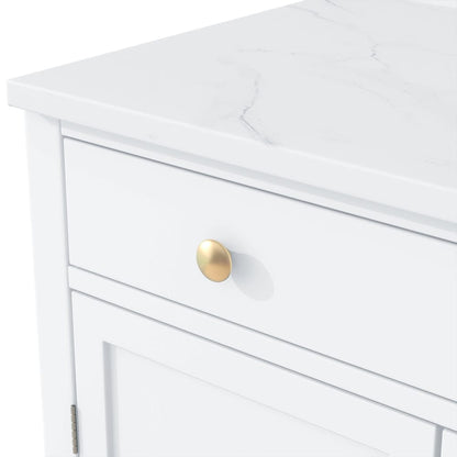 Modern Sideboard Cabinet with Faux Marble Top & Gold Accents - TimberFlare