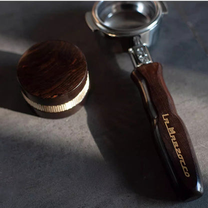 100% Handmade Exotic Wood Bottomless Portafilter for La Marzocco 58mm | Ebony & Red Sandalwood