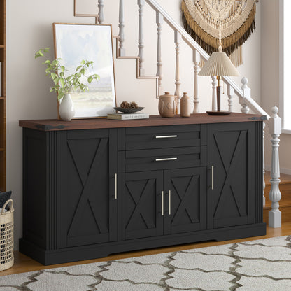 63'' W Farmhouse Sideboard with 4 Barn Doors - TimberFlare