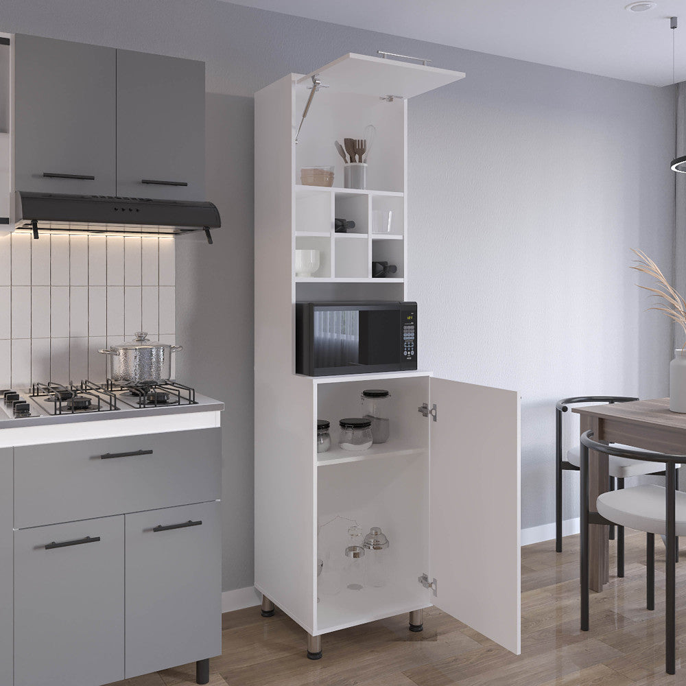 Pantry Hutch with Wine Cubbies & Microwave Shelf - TimberFlare