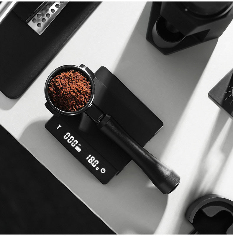 The "Obsidian" Aerospace Aluminum Bottomless Portafilter alternate angle 7 for compatible espresso machine