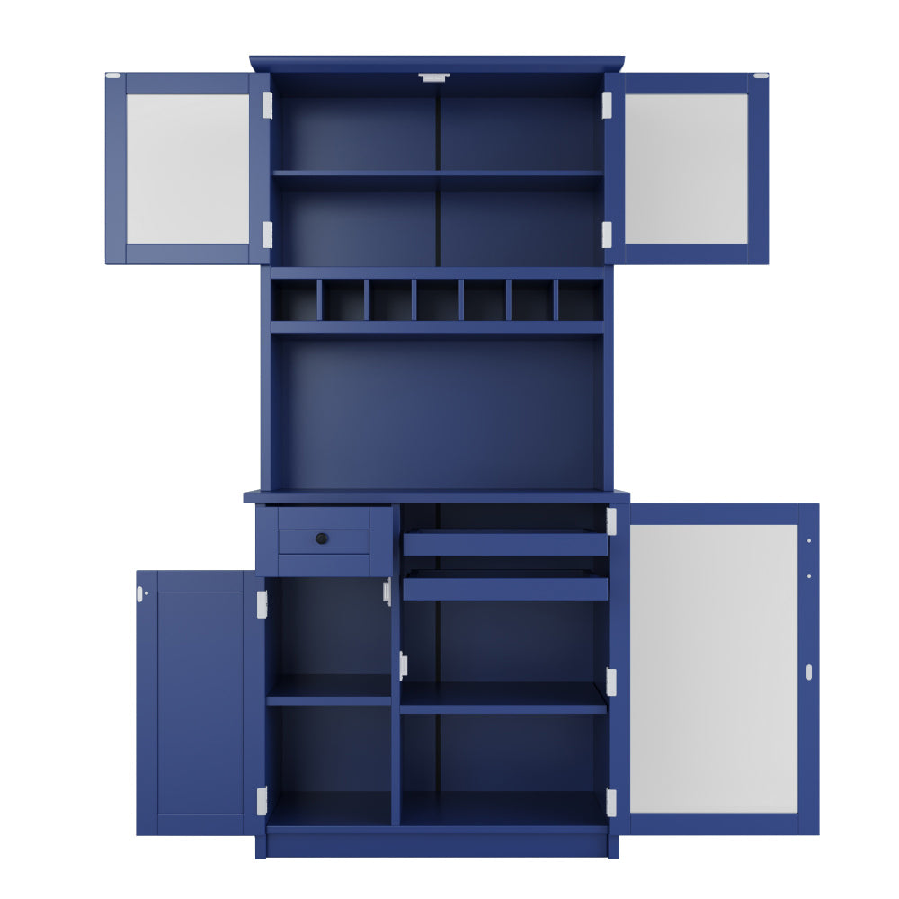 74.8inch Freestanding Farmhouse Pantry & Wine Hutch - TimberFlare