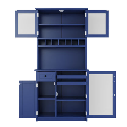 74.8inch Freestanding Farmhouse Pantry & Wine Hutch - TimberFlare