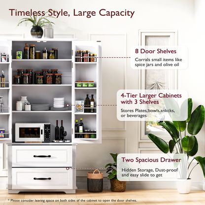Walnut Pantry Cabinet with Pull-Out Shelves & Door Racks - TimberFlare