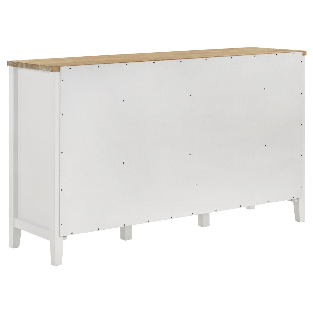 59-Inch Farmhouse Sideboard with Wine Rack and Glass Doors - TimberFlare