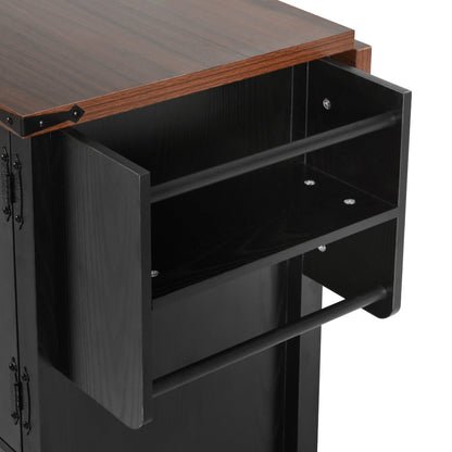 54" Farmhouse Rolling Island with Drop Leaf, Power Outlet