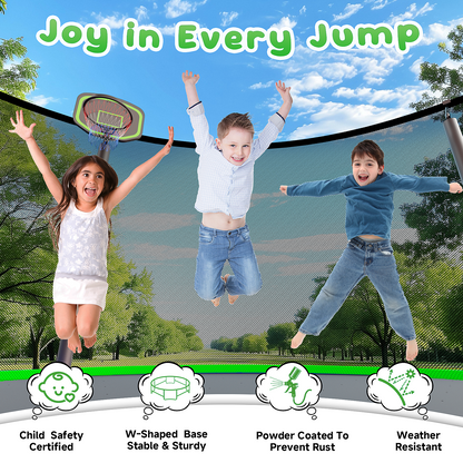 TimberFlare Trampoline – Heavy-Duty Outdoor Trampoline for Kids & Family Fitness (/14/16ft), Green