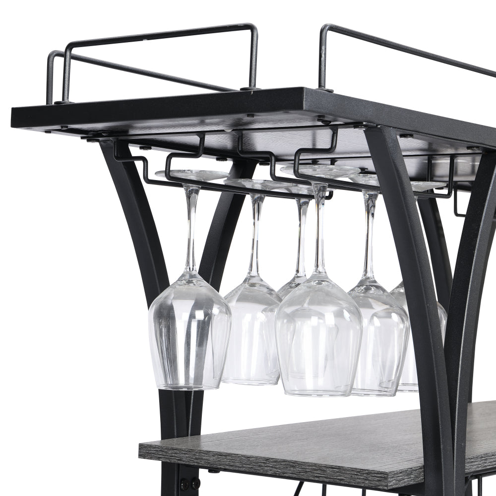 3 -Tier Industrial Bar Cart - TimberFlare