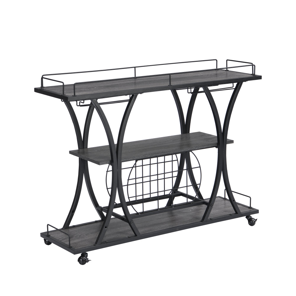 3 -Tier Industrial Bar Cart - TimberFlare
