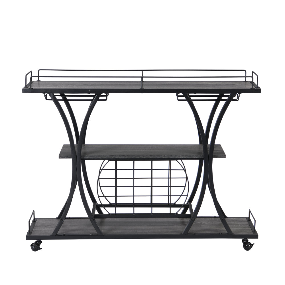 3 -Tier Industrial Bar Cart - TimberFlare