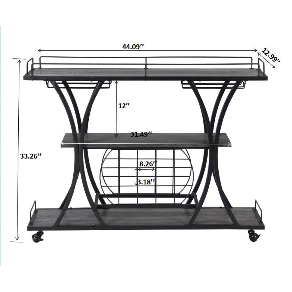 3 -Tier Industrial Bar Cart - TimberFlare