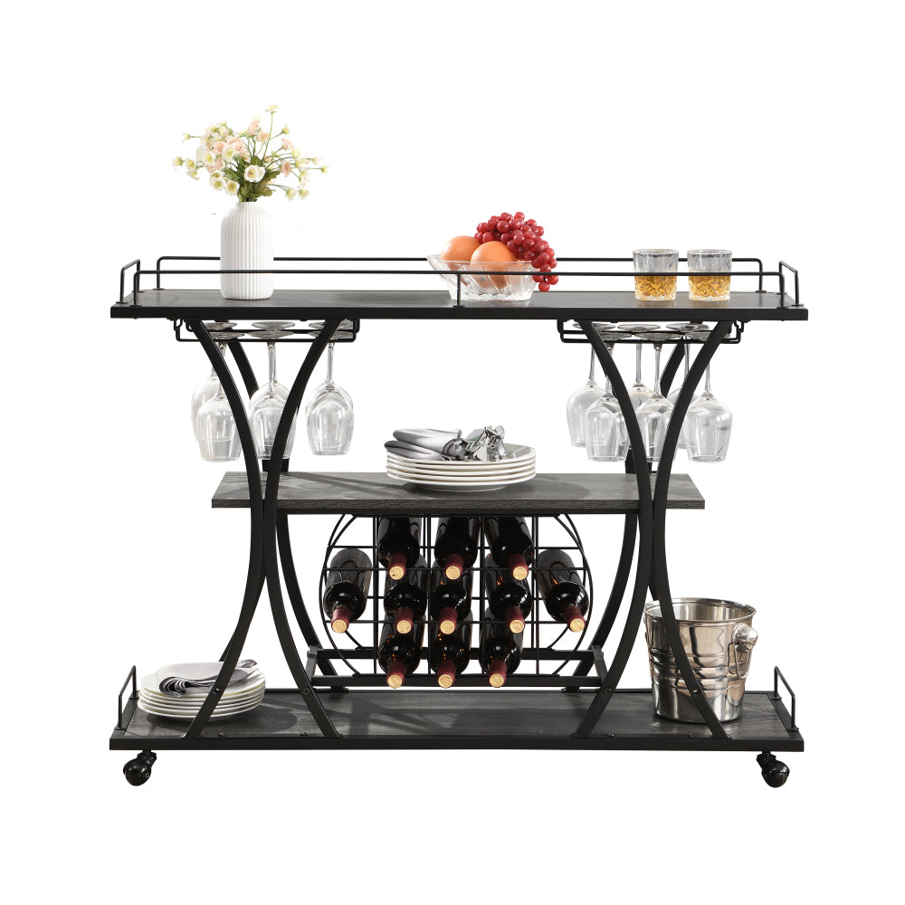 3 -Tier Industrial Bar Cart - TimberFlare