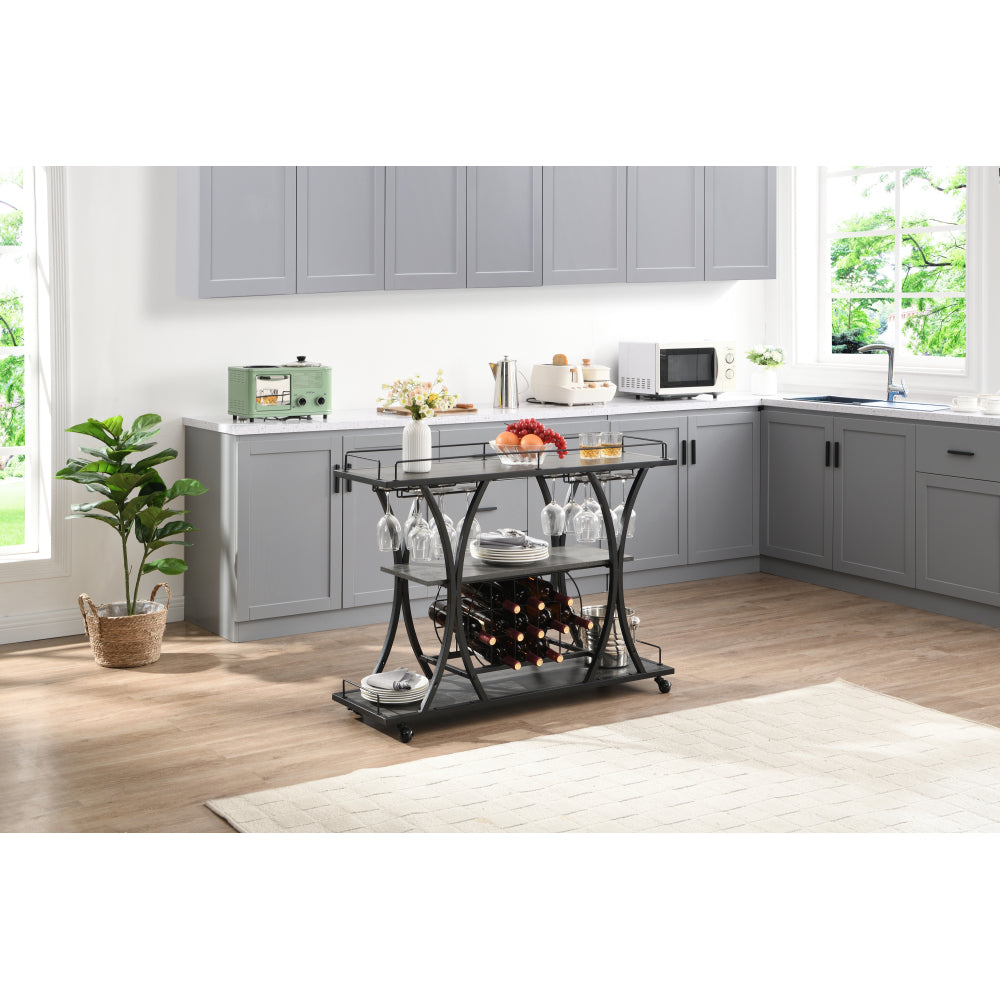 3 -Tier Industrial Bar Cart - TimberFlare