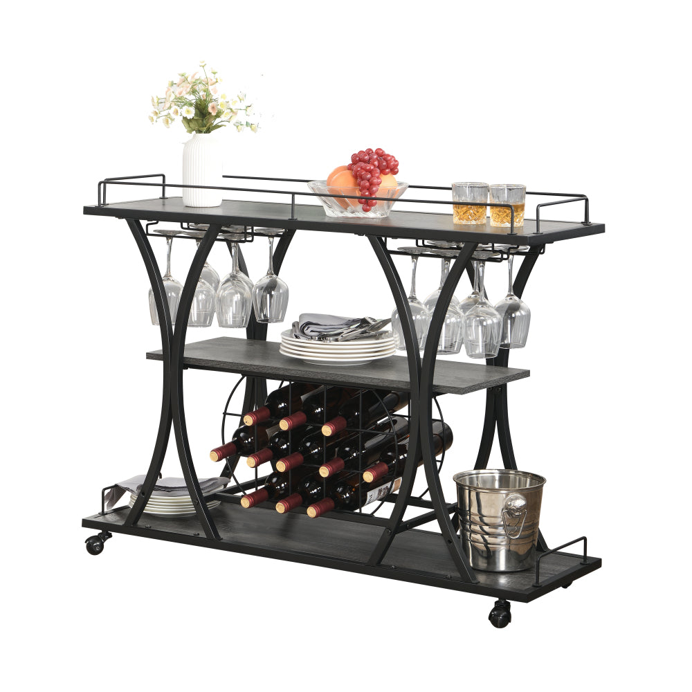 3 -Tier Industrial Bar Cart - TimberFlare