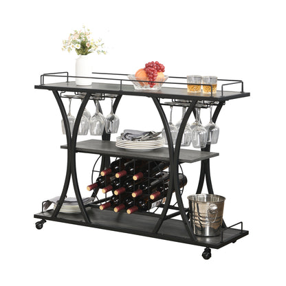3 -Tier Industrial Bar Cart - TimberFlare