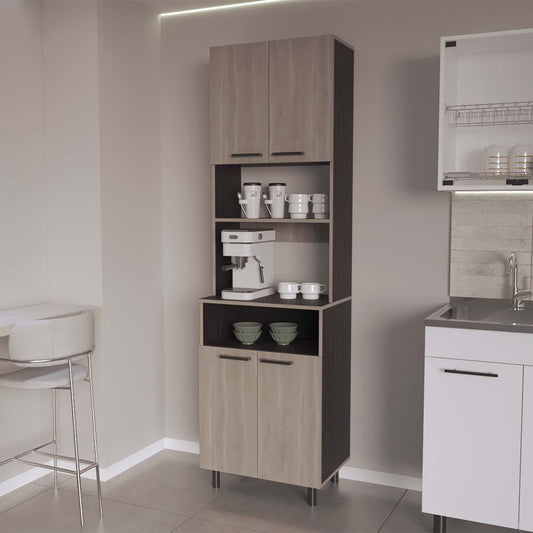 Modern Coffee Pantry Hutch with Open Shelf - TimberFlare