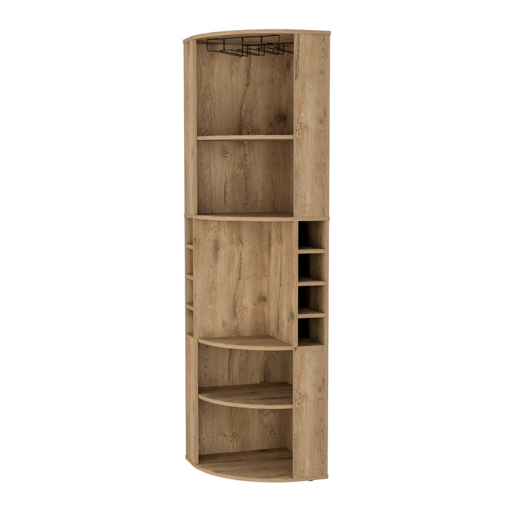 Corner Bar Cabinet with Wine & Glass Racks - TimberFlare
