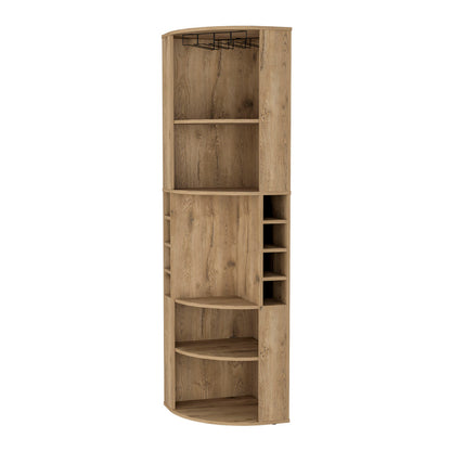 Corner Bar Cabinet with Wine & Glass Racks - TimberFlare