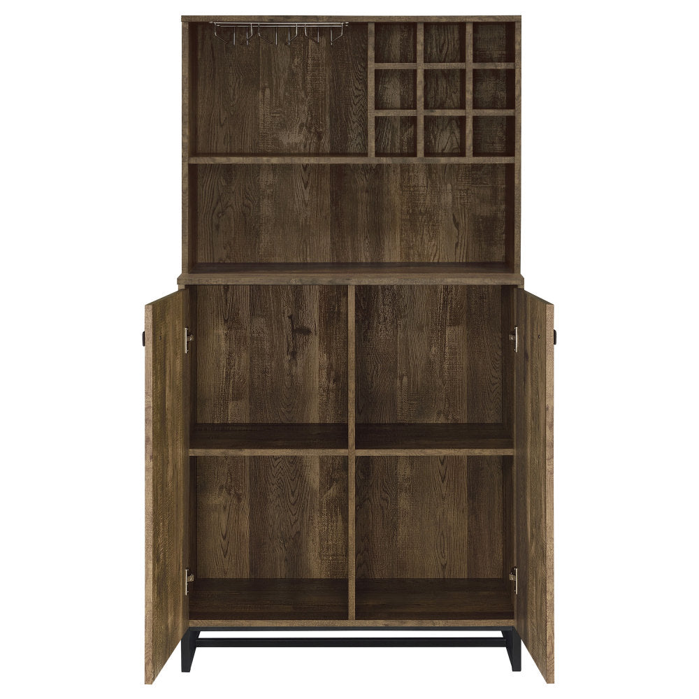 Wine and Bar Cabinet with Herringbone Doors - TimberFlare