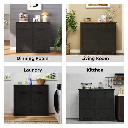 39-Inch Double Tilt-Out Trash Cabinet with Drawers - TimberFlare