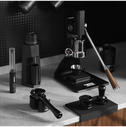 The "Obsidian" Aerospace Aluminum Bottomless Portafilter alternate angle 15 for compatible espresso machine