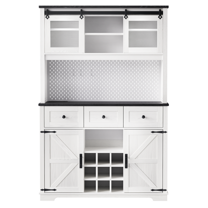 White Oak Smart Farmhouse Hutch with Power Station & Pegboard - TimberFlare