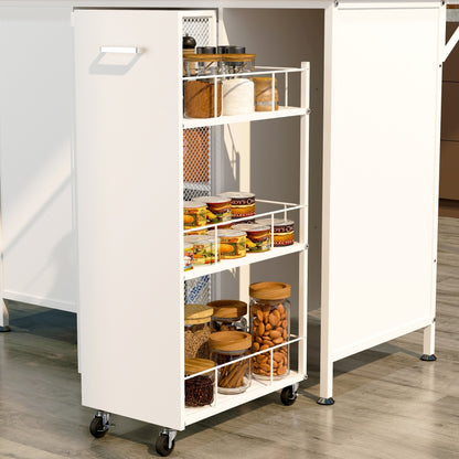 Mobile Kitchen Island with Drop-Leaf, Coffee Station & Hidden Trash Cabinet - TimberFlare