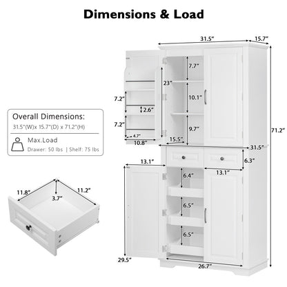 Textured White Pantry Cabinet with Pull-Out Shelves - TimberFlare