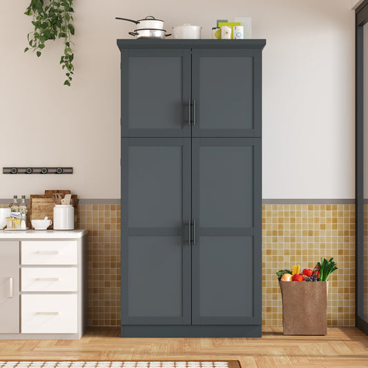 71″ Farmhouse Kitchen Pantry with 8 Pull-Out Trays - TimberFlare