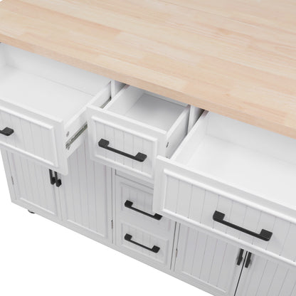 56.5" Rolling Kitchen Island with Charging - TimberFlare
