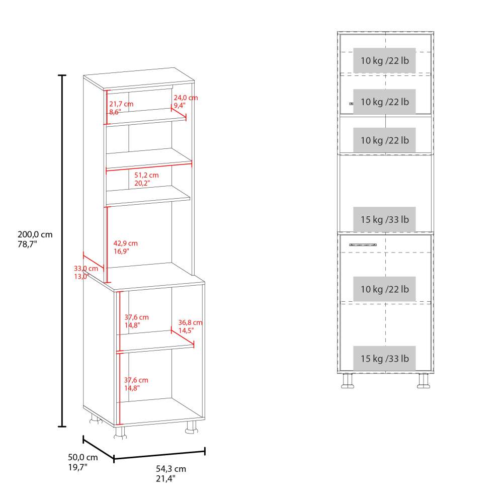 White Tall Coffee Hutch Pantry Cabinet with Appliance Nook - TimberFlare
