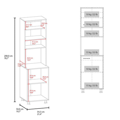 White Tall Coffee Hutch Pantry Cabinet with Appliance Nook - TimberFlare